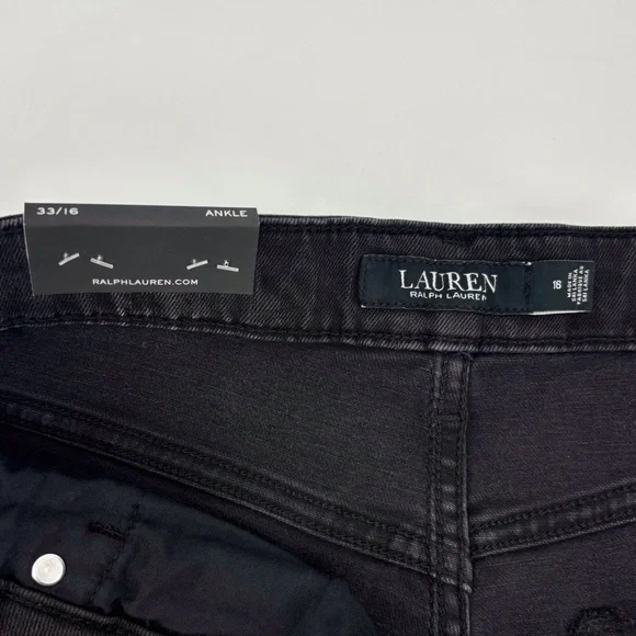 Lauren Ralph Lauren NWT Black High-Rise Skinny Ankle Super Stretch Jeans, 16 - Picture 15 of 16
